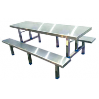 万昌家具：八人位条凳餐桌（不锈钢面）W-39#