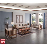 禺舍禅意新中式民宿家具：3005白蜡木沙发