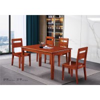 百福源康红胡桃系列家具：3505#方桌、3501#餐椅