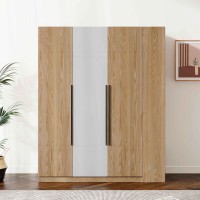 朗朝现代极简白蜡木家具：L2683#三门开门衣柜（原木色）、L2681#边柜