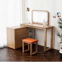 朗朝现代极简白蜡木家具：L2691#梳妆台（转角）、妆凳