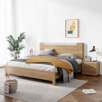 朗朝现代极简白蜡木家具：L2603#分色床（原木色）、L262#床头柜