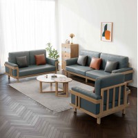 朗朝现代极简白蜡木家具：L2804#1+2+3沙发（原木色）、L282#大圆几、L282#小圆几