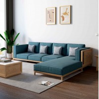 朗朝现代极简白蜡木家具：L2801#转角沙发（原木色）、L281#长茶几
