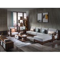 木来客现代轻奢极简黑胡桃木家具：6W01#转角沙发