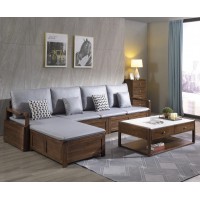 木来客现代轻奢极简黑胡桃木家具：8W12#转角沙发