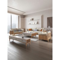 匠者白蜡木系列家具：JD-616沙发原木色1+2+3