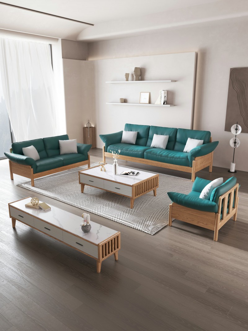 匠者白蜡木系列家具：JD-612沙发原木色1+2+3